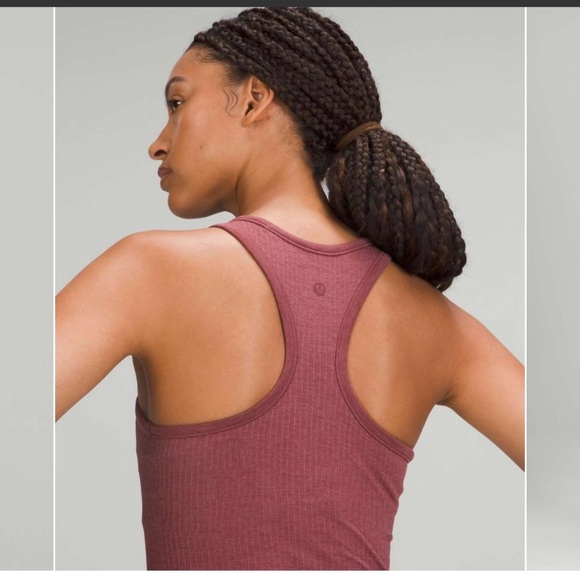 Lululemon Ebb to Street Ribbed Cropped Racerback Tank Top Smoky Red Size 6 - Picture 8 of 12
